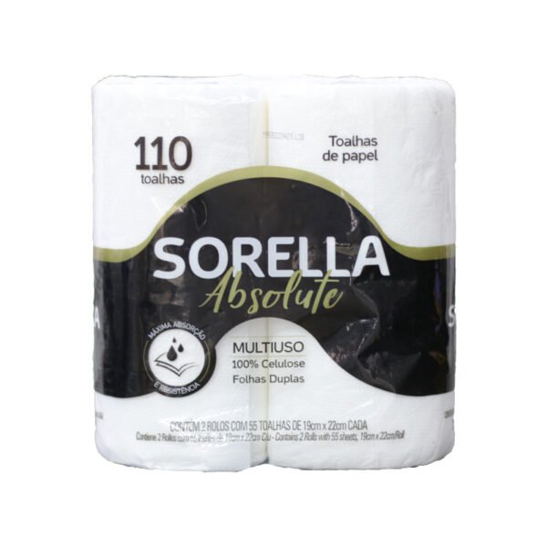 Toalhas de Papel Sorella Absolute 2 Rolos 19cm X 22cm 110 Toalhas